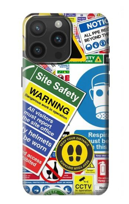 S3960 Safety Signs Sticker Collage Case For iPhone 15 Pro Max