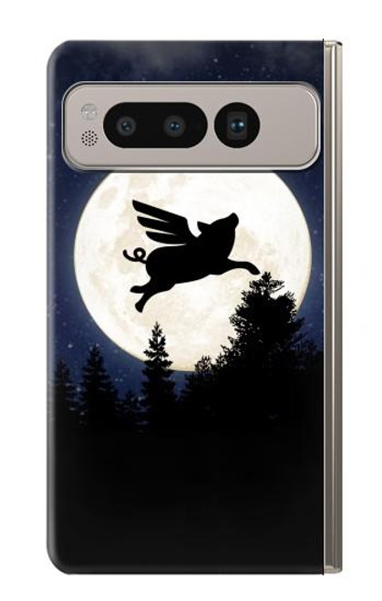 S3289 Flying Pig Full Moon Night Case For Google Pixel Fold