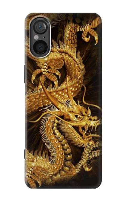 S2804 Chinese Gold Dragon Printed Case For Sony Xperia 5 V
