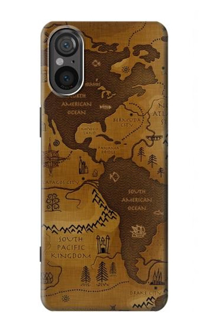 S2861 Antique World Map Case For Sony Xperia 5 V