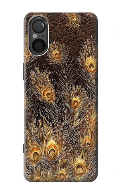 S3691 Gold Peacock Feather Case For Sony Xperia 5 V