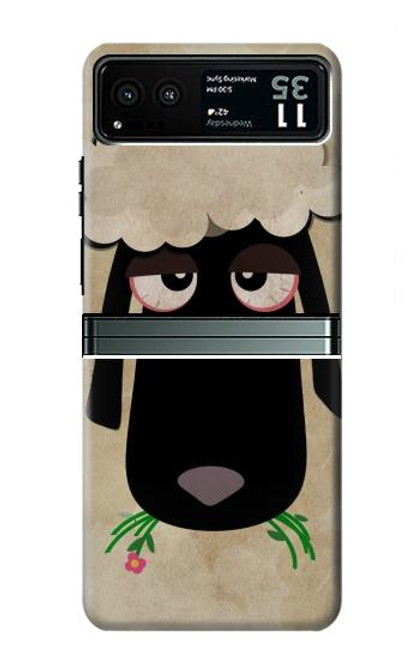 S2826 Cute Cartoon Unsleep Black Sheep Case For Motorola Razr 40