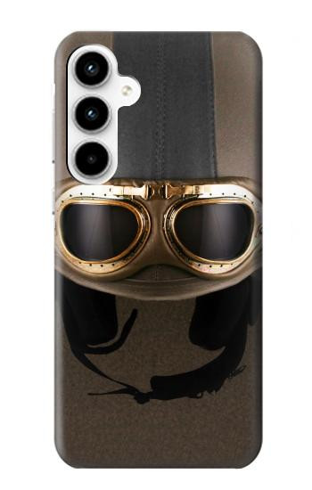S2645 Vintage Brown Goggles Motorcycle Helmet Case For Samsung Galaxy A35 5G