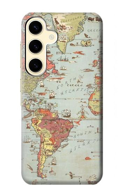 S3418 Vintage World Map Case For Samsung Galaxy S24