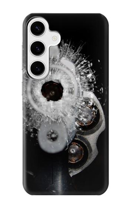 S2387 Gun Bullet Hole Glass Case For Samsung Galaxy S24 Plus