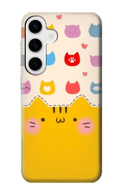 S2442 Cute Cat Cartoon Funny Case For Samsung Galaxy S24 Plus