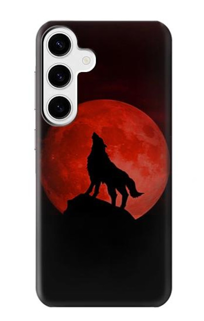 S2955 Wolf Howling Red Moon Case For Samsung Galaxy S24 Plus