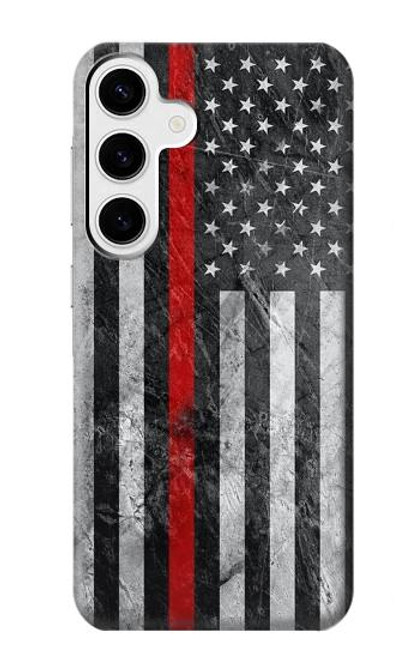 S3687 Firefighter Thin Red Line American Flag Case For Samsung Galaxy S24 Plus