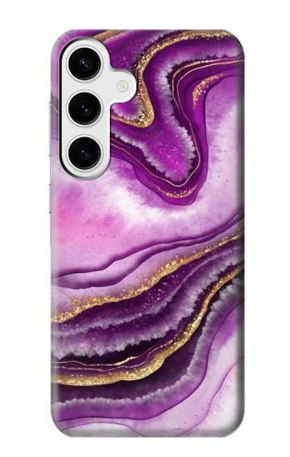 S3896 Purple Marble Gold Streaks Case For Samsung Galaxy S24 Plus