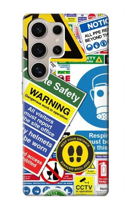 S3960 Safety Signs Sticker Collage Case For Samsung Galaxy S24 Ultra