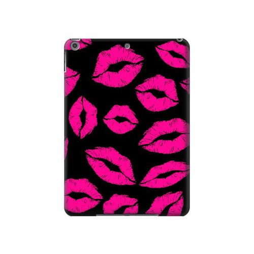S2933 Pink Lips Kisses on Black Hard Case For iPad 10.2 (2021,2020,2019), iPad 9 8 7