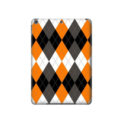 S3421 Black Orange White Argyle Plaid Hard Case For iPad 10.2 (2021,2020,2019), iPad 9 8 7