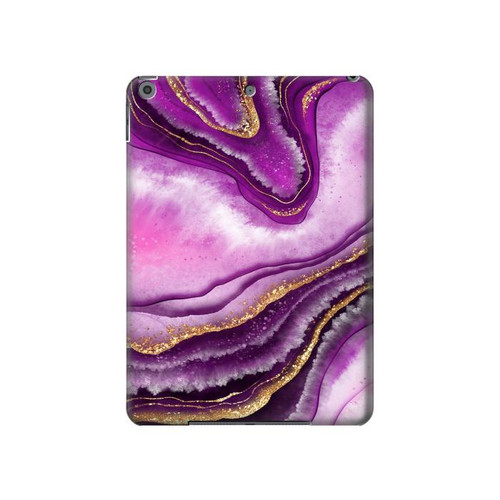 S3896 Purple Marble Gold Streaks Hard Case For iPad 10.2 (2021,2020,2019), iPad 9 8 7