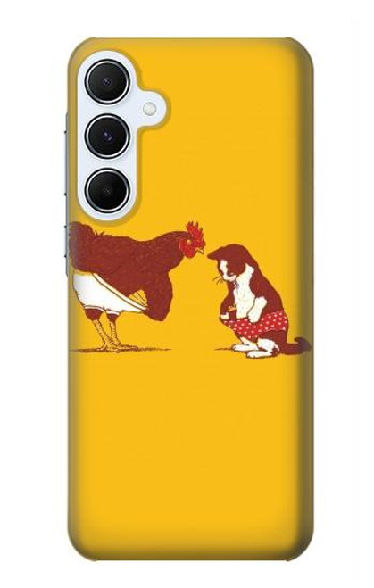 S1093 Rooster and Cat Joke Case For Samsung Galaxy A55 5G