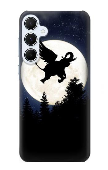 S3323 Flying Elephant Full Moon Night Case For Samsung Galaxy A55 5G