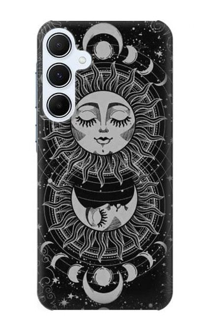 S3854 Mystical Sun Face Crescent Moon Case For Samsung Galaxy A55 5G