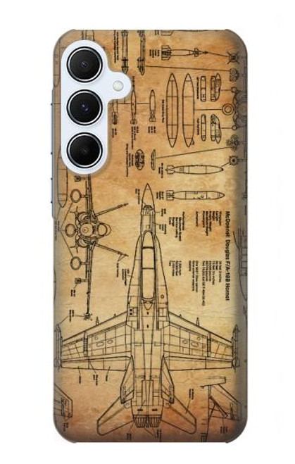 S3868 Aircraft Blueprint Old Paper Case For Samsung Galaxy A55 5G