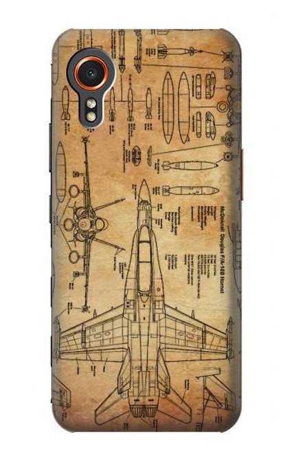 S3868 Aircraft Blueprint Old Paper Case For Samsung Galaxy Xcover7