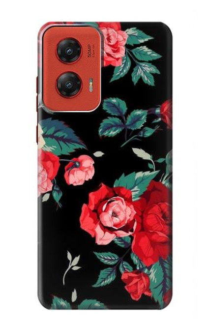 S3112 Rose Floral Pattern Black Case For Motorola Moto G Stylus 5G (2024)