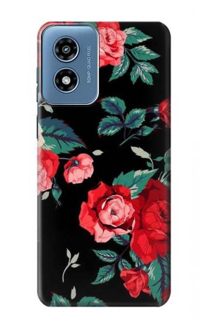 S3112 Rose Floral Pattern Black Case For Motorola Moto G Play 4G (2024)