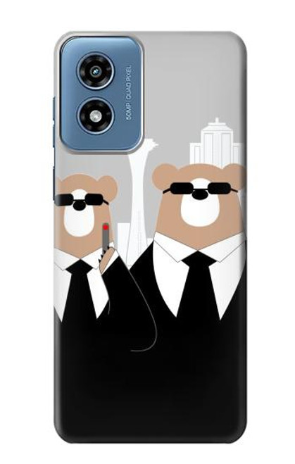 S3557 Bear in Black Suit Case For Motorola Moto G Play 4G (2024)