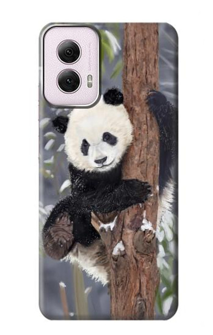 S3793 Cute Baby Panda Snow Painting Case For Motorola Moto G Power 5G (2024)