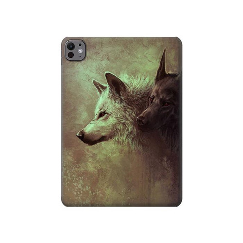 S0931 White Black Wolf Hard Case For iPad Pro 11 (2024,2025)