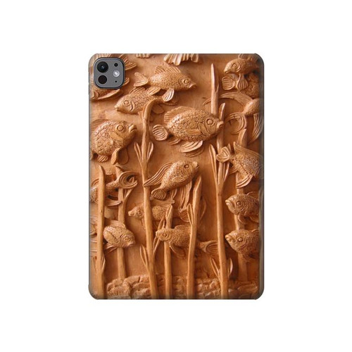S1307 Fish Wood Carving Graphic Printed Hard Case For iPad Pro 11 (2024,2025)