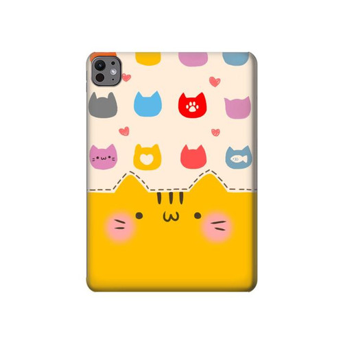 S2442 Cute Cat Cartoon Funny Hard Case For iPad Pro 11 (2024,2025)