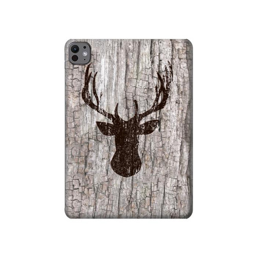 S2505 Reindeer Head Old Wood Texture Graphic Hard Case For iPad Pro 11 (2024,2025)