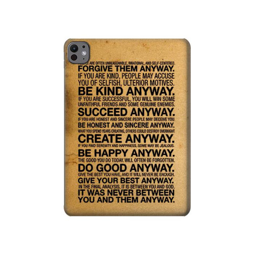 S2513 Mother Teresa Anyway Quotes Hard Case For iPad Pro 11 (2024,2025)