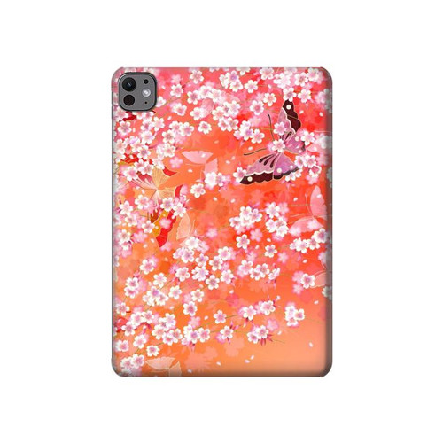 S2543 Japanese Kimono Style Flower Pattern Hard Case For iPad Pro 11 (2024,2025)