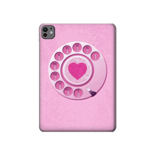 S2847 Pink Retro Rotary Phone Hard Case For iPad Pro 11 (2024,2025)