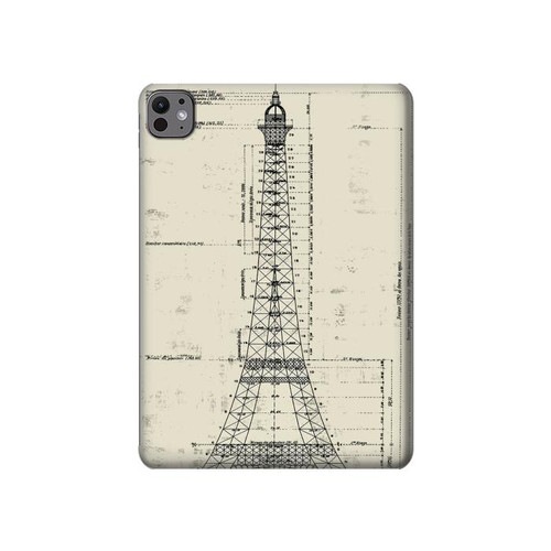 S3474 Eiffel Architectural Drawing Hard Case For iPad Pro 11 (2024,2025)
