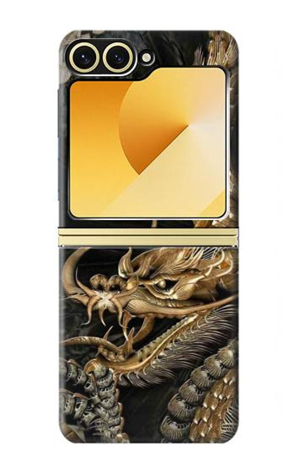 S0426 Gold Dragon Case For Samsung Galaxy Z Flip 6, Flip 7 FE