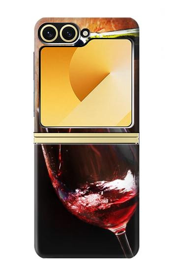 S2396 Red Wine Bottle And Glass Case For Samsung Galaxy Z Flip 6, Flip 7 FE