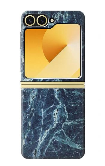 S2799 Light Blue Marble Stone Graphic Printed Case For Samsung Galaxy Z Flip 6, Flip 7 FE