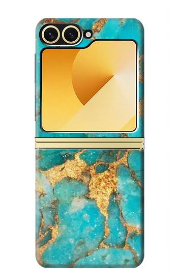 S2906 Aqua Turquoise Stone Case For Samsung Galaxy Z Flip 6, Flip 7 FE