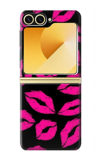 S2933 Pink Lips Kisses on Black Case For Samsung Galaxy Z Flip 6, Flip 7 FE S2933 Pink Lips Kisses on Black Case For Samsung Galaxy Z Flip 6, Flip 7 FE