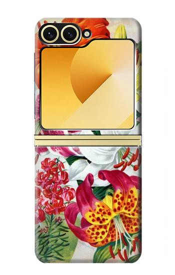 S3205 Retro Art Flowers Case For Samsung Galaxy Z Flip 6, Flip 7 FE