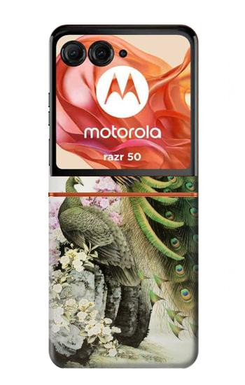 S2773 Peacock Chinese Brush Painting Case For Motorola Razr 70,60,50, Razr (2026, 2025, 2024)