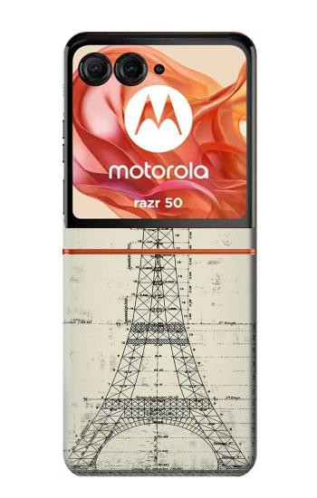 S3474 Eiffel Architectural Drawing Case For Motorola Razr 70,60,50, Razr (2026, 2025, 2024)