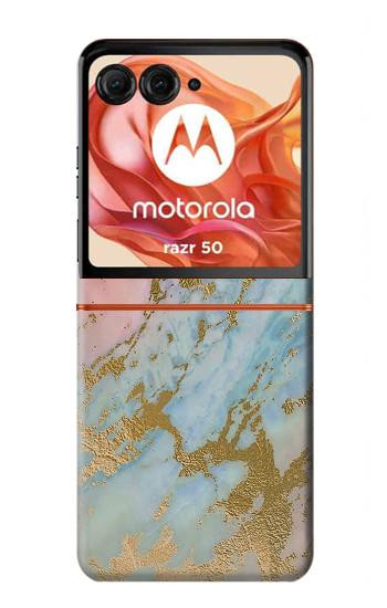S3717 Rose Gold Blue Pastel Marble Graphic Printed Case For Motorola Razr 70,60,50, Razr (2026, 2025, 2024)