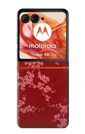 S3817 Red Floral Cherry blossom Pattern Case For Motorola Razr 70,60,50, Razr (2026, 2025, 2024)