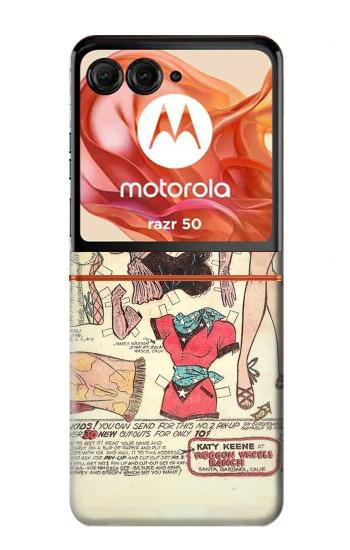 S3820 Vintage Cowgirl Fashion Paper Doll Case For Motorola razr 2024, Motorola razr 2024, Motorola Razr 70,60,50, Razr (2026, 2025, 2024)