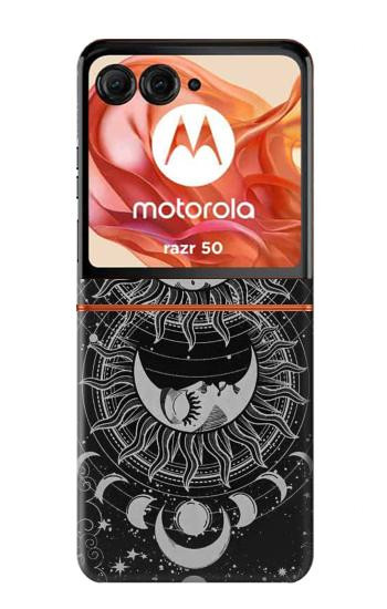S3854 Mystical Sun Face Crescent Moon Case For Motorola Razr 70,60,50, Razr (2026, 2025, 2024)