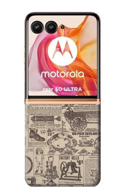 S3819 Retro Vintage Paper Case For Motorola razr+ 2024, Motorola Razr 50 Ultra