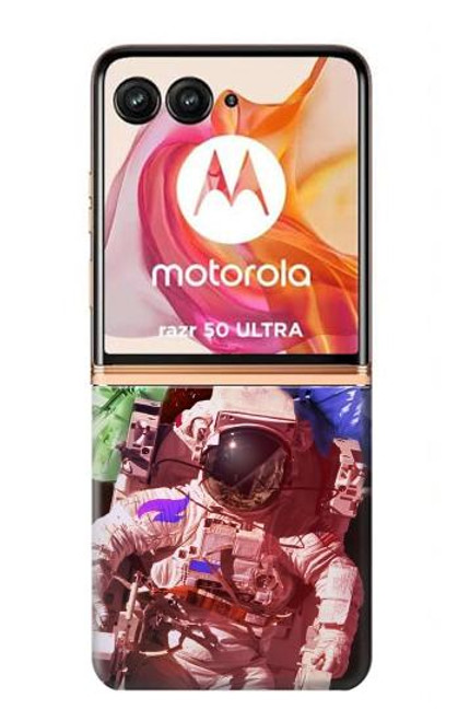 S3914 Colorful Nebula Astronaut Suit Galaxy Case For Motorola razr+ 2024, Motorola Razr 50 Ultra