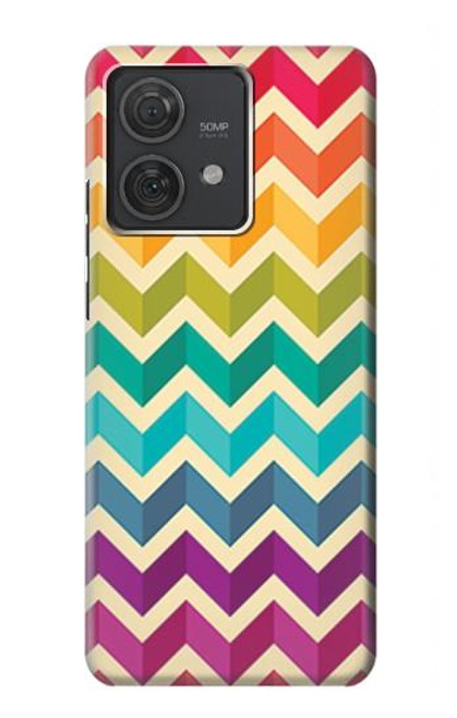 S2362 Rainbow Colorful Shavron Zig Zag Pattern Case For Motorola Edge 40 Neo