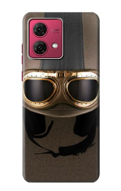 S2645 Vintage Brown Goggles Motorcycle Helmet Case For Motorola Moto G84